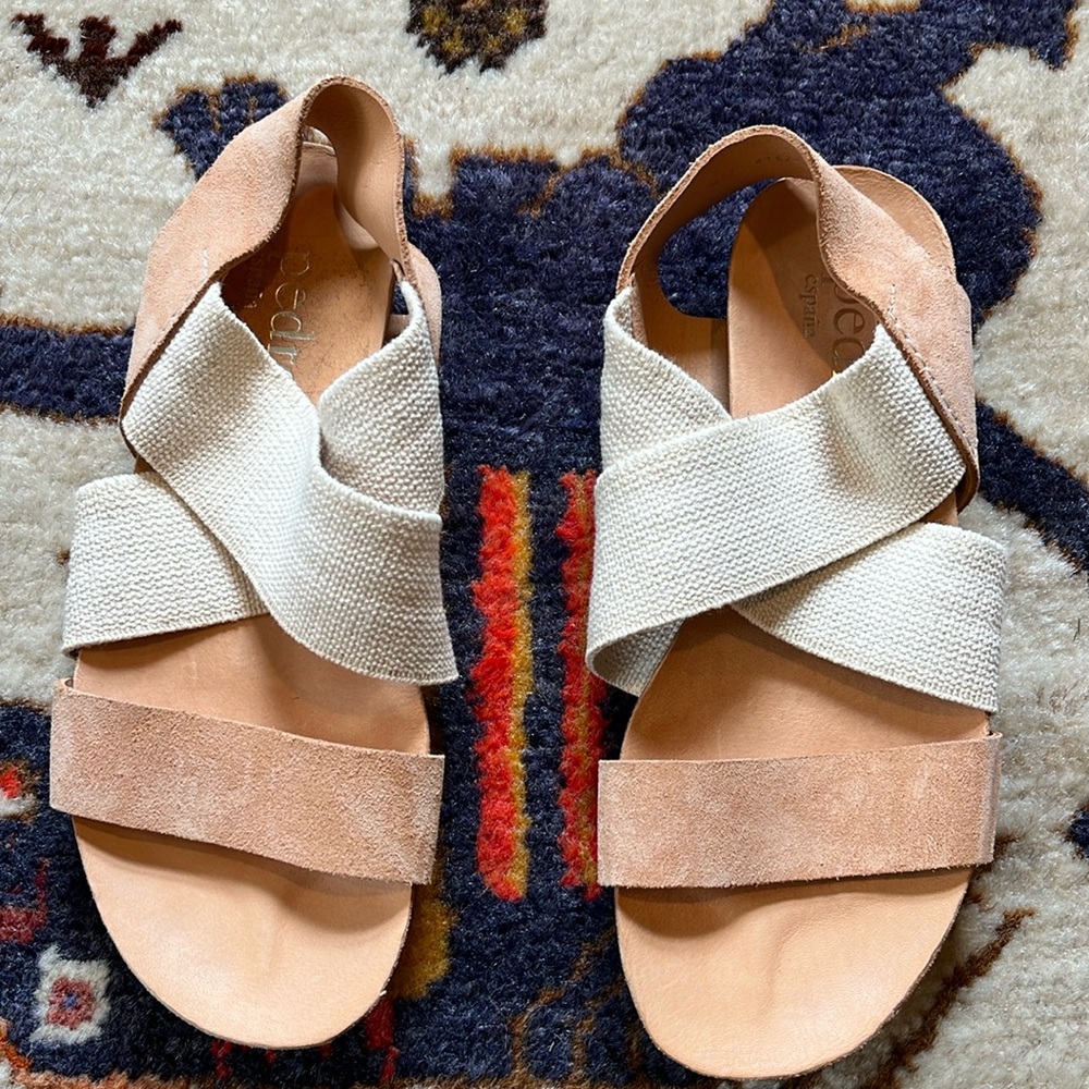New Pedro Garcia. Leather sandals made In Spain. Vilma Chamois Castoro. Size 36
